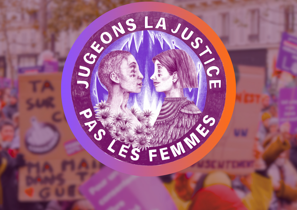 Logo du podcast produit par l'AVFT et La Houle studio : Jugeons la justice pas les femmes